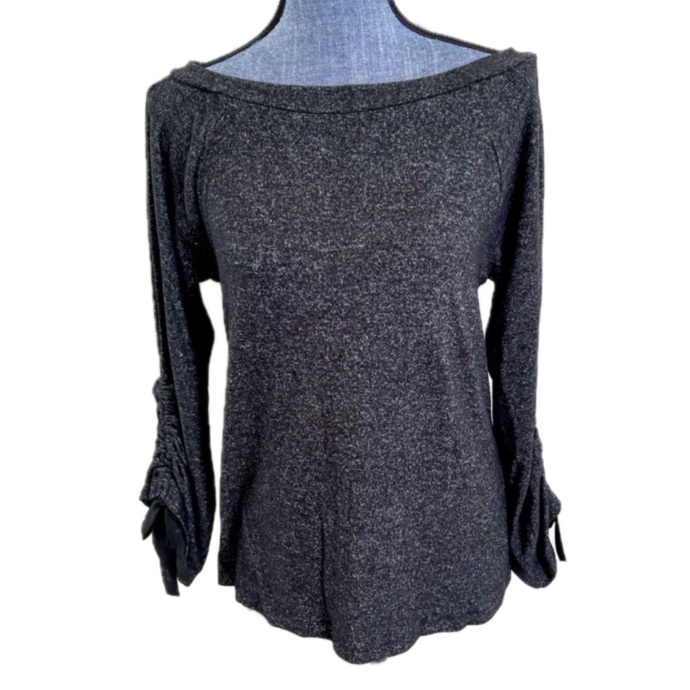 NWOT Bobeau Boatneck Ruched Sleeve Top